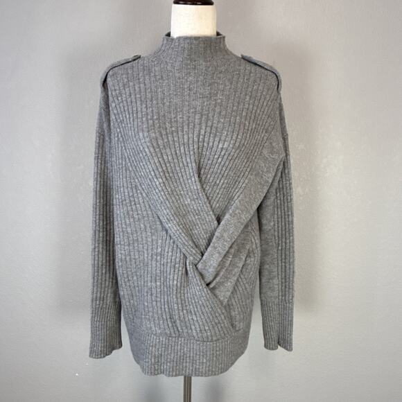 Rag & Bone Womens Dale Twist Tunic Sweater Size S Heather Gray Merino Wool - Picture 2 of 10